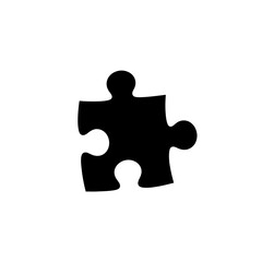 Fototapeta premium Single Black Puzzle Piece Silhouette vector illustration