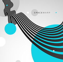 Fototapeta premium 3D perspective lines and circles vector abstract background, curve stripes ribbon bent wallpaper, road journey concept, dynamic wallpaper.