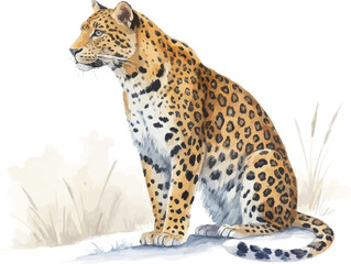 Obraz premium Watercolor Exotic Leopard Art, Jungle Cat Illustration, Isolated Vector Design