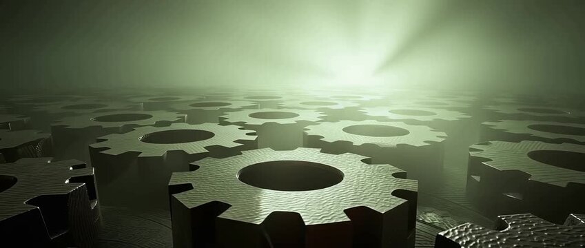 Abstract gears design with lighting industrial concept technology