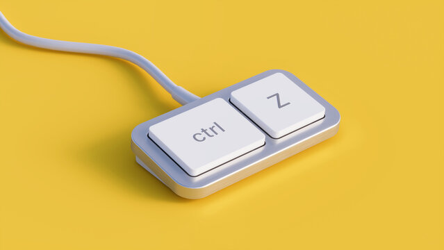 Keys ctrl z. Computer buttons shortcut to undo last action - 3d illustration