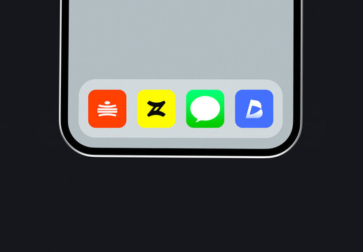 Minimalist App Icon Mockup Template &ndash; Realistic Smartphone Screen UI for Mobile Interface Presentation