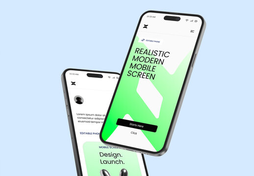 Two Floating Mobile Phone Screen Mockup