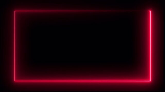 Rectangle animation glowing neon frame background , Square rectangle picture frame glowing neon animation on trasparent background. Neon line box animation,