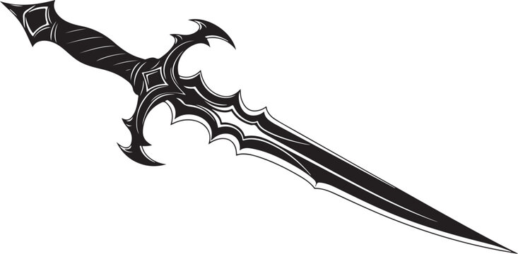 Vector illustration of a fantasy sword with a black handle and blade