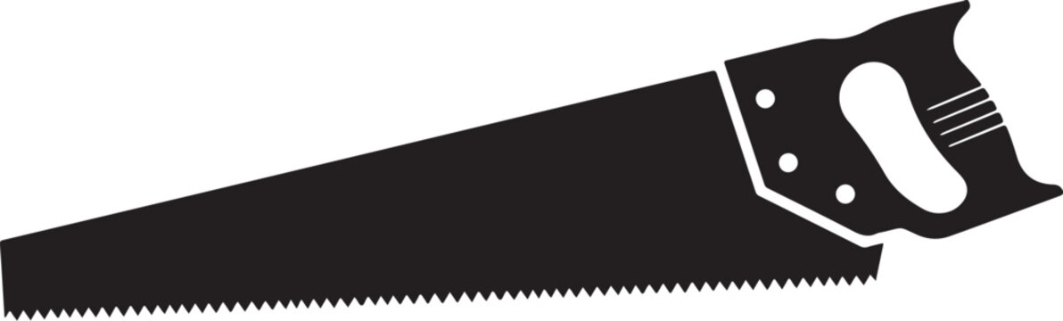 Vector handsaw icon, black and white