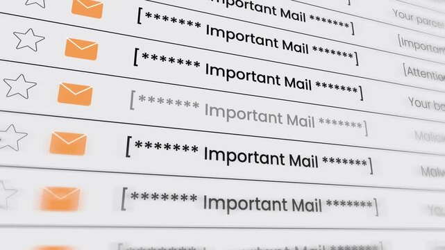 Important Mailbox on webmail animation isolated on white background