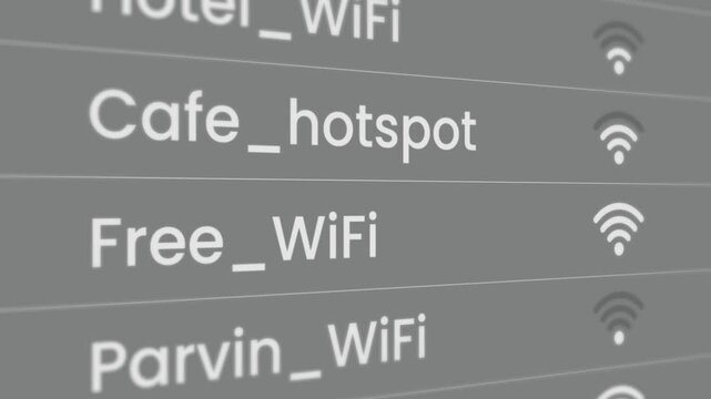 Fake WiFi Names with Signal Strength animation isolated on grey background