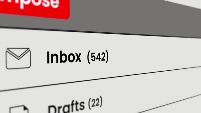Inbox Mail Counter text animation isolated on white background