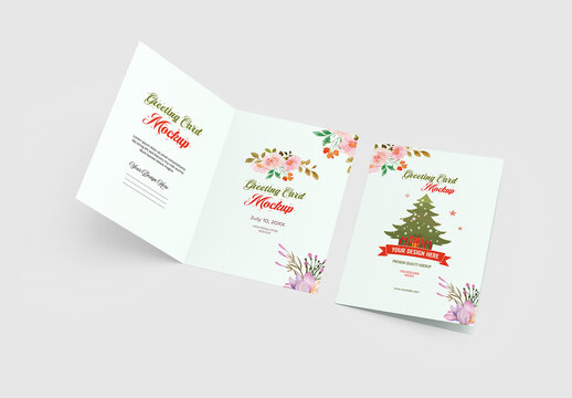 Opened and Closed Greeting Card Mockup
