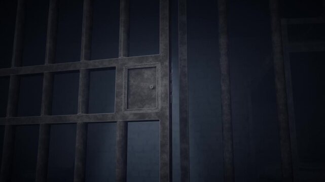 Prison cell door closing
