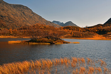 Colorful autumn in Jotunheimen national park in Norway