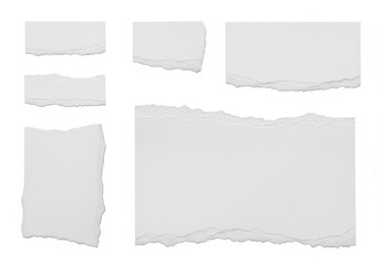 A collection of torn paper edges on white background
