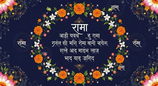 A vibrant floral design with Indian text