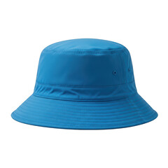 Fototapeta premium A blue bucket hat with a wide brim and stitching isolated on transparent background