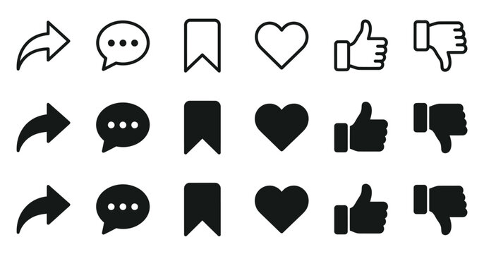 Social Media Engagement Icons Set