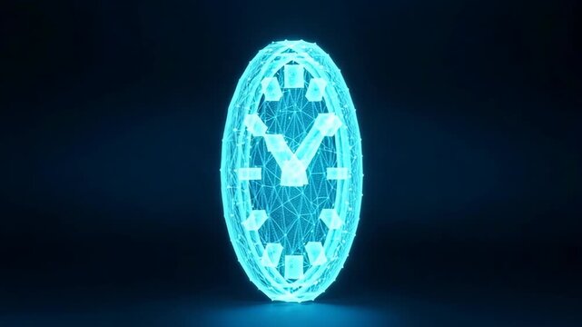 Glowing Digital Surfboard Generated Standing In Dark Blue Futuristic Studio With Gradient Background Digital Data Concepts Technology Design