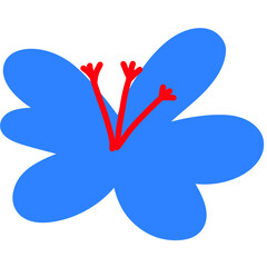 Obraz premium A blue abstract flower illustration with red stamen