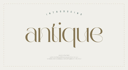 Antique luxury alphabet letters font. Typography elegant classic lettering serif decorative vintage retro concept fonts and number. vector illustration © Twinkle 