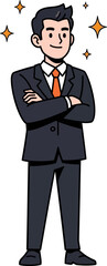Obraz premium Businessman Professional Executive Manager Stands Confidently with Arms Crossed