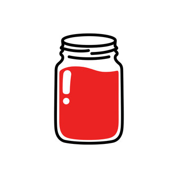 Canned Food Jar with Red Liquid vector illustration