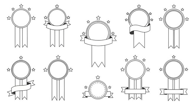 Award badges and winner victory rosettes