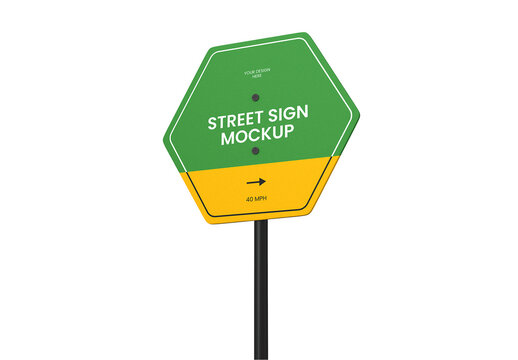 Editable Rounded Street Sign Mockup PSD