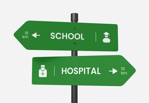 Road Direction Street Sign Mockup