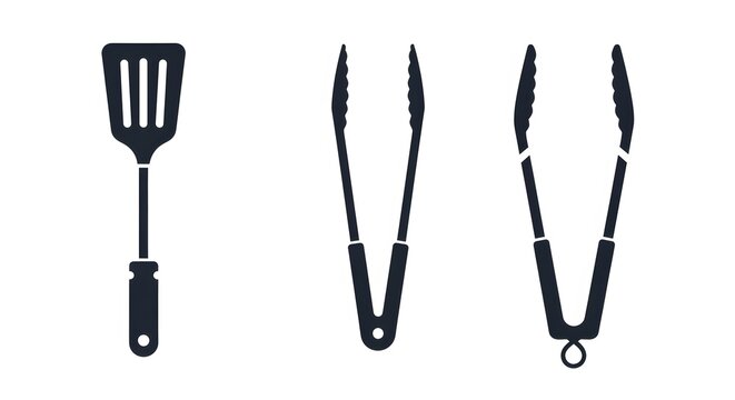 BBQ Grill Tools Icon Vector Set