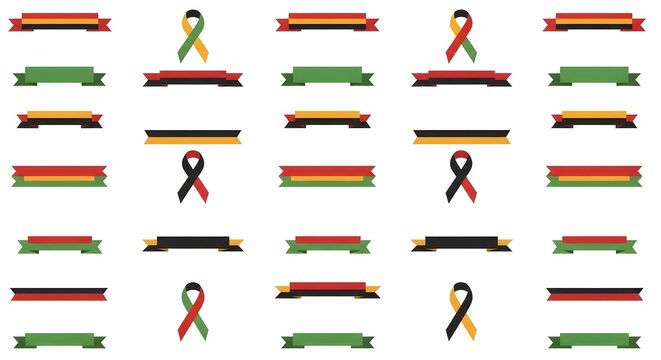 Juneteenth decorative ribbons and awareness flags