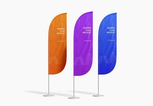 Feather Flag Banner Mockup PSD