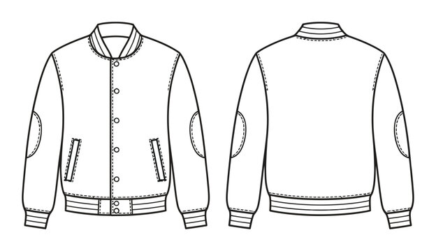Varsity Jacket Vector Illustration Front and Back View