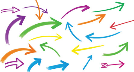 Obraz premium A colorful illustration of various arrows pointing in different directions