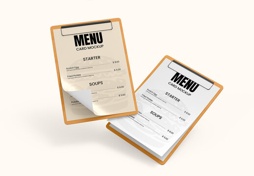 Clipboard Soups Menu Card Mockup