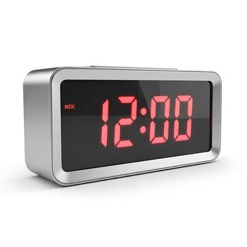 silver digital clock vector illustration, flat design