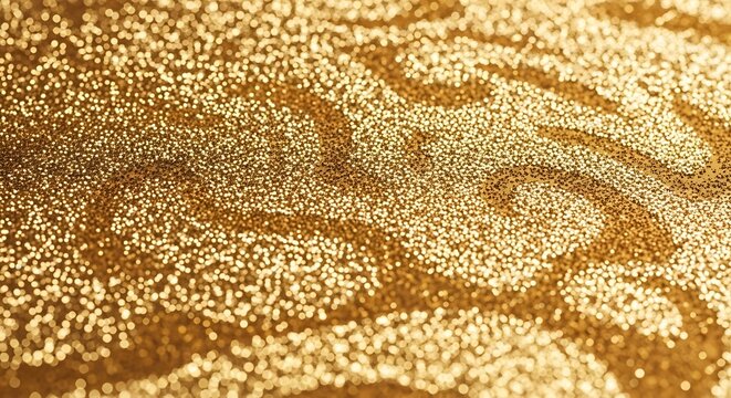 A shimmering golden glitter background with subtle wavy patterns creates a luxurious and festive texture, perfect for celebratory designs.
