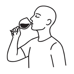 Illustration of a man drinking wine