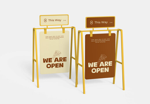 Two Advertising Stand Street Sign Mockup