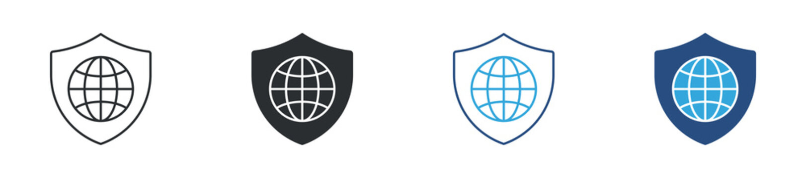 Global security shield icon set. Internet protection concept. Vector illustration.