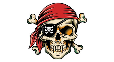 Fototapeta premium Pirate Skull with Bandana and Crossbones