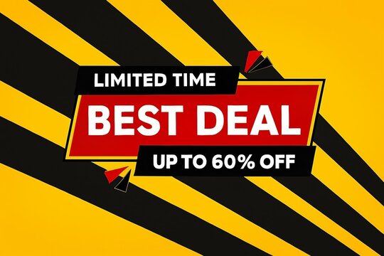 Limited time offer showcasing an exceptional discount deal of up to sixty percent off