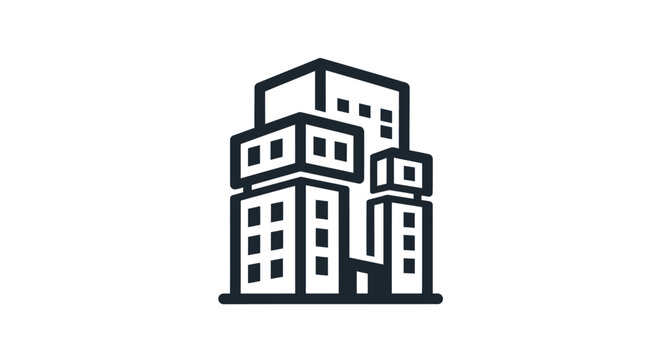 Building complex icon for architecture and real estate, simple line style