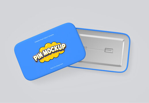 Rectangle Pin Mockup Badge Template