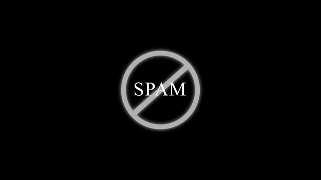 No Spam Symbol Glowing White Circle Against Black Background Minimalist Concept anti spam sign minimalist prohibition symbol