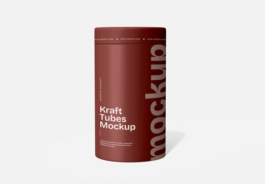Packaging Tube Mockup Kraft Cardboard Paper Product Branding