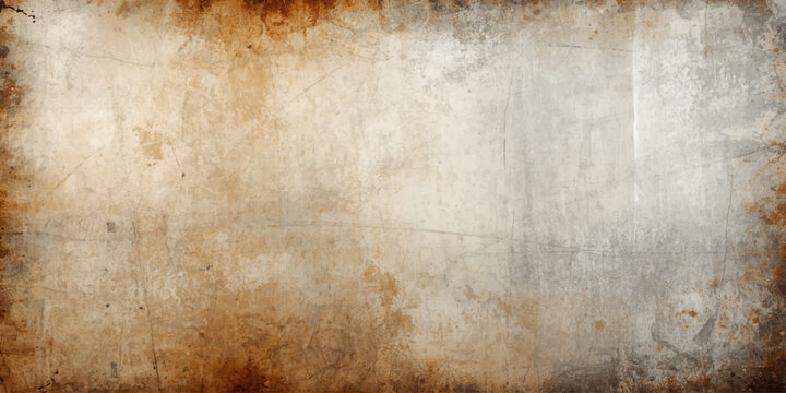 Aged vintage brown parchment with a dirty grunge pattern features a rough stained texture of old wood and antique retro paper for a worn blank wallpaper design