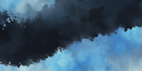 Wispy white clouds and dark storm mist drift across a blue nature sky over the city to create an abstract texture backdrop of light and color © RASEL