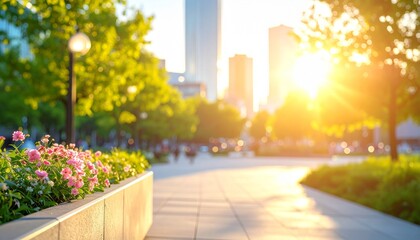 Fototapeta premium 春の都心の街並み 温かい春の風景