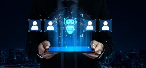 AI is selected to replace human employees, illustrating automation and workforce transformation...