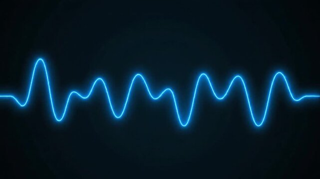 Glowing Blue Neon Heart Rate Pulse EKG ECG Line Animation on Dark Background